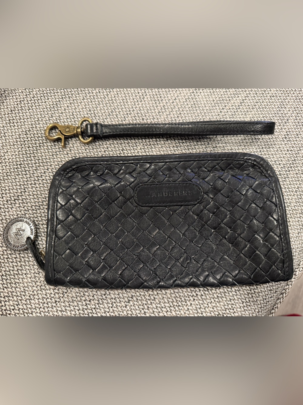 Wanderers La Rochelle Black Woven Leather Wallet EUC